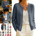 thumbnail image 2 of Gamivast Cable Knit Cardigan Sweaters for Women Button Down Long Sleeve Crewneck Casual Soft Fall Outerwear Classic Cozy Lightweight Knitwear for Everyday Office Wear, 2 of 2