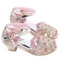 thumbnail image 5 of HAOTAGS Dance Shoes for Toddler Girls, Princess Sparkle Latin Breathable Sequin Dance Sneakers Sandals Gold 27, 5 of 9