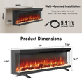 thumbnail image 5 of 50" Smart Electric Fireplace with Voice & App Control, 3-Sided View Electric Fireplace Inserts, 1500W Wall Recessed Fireplaces, 15 Flame Colors, 5100BTU, Realistic Flame and Sound, 5 of 8