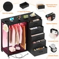 thumbnail image 6 of Homieasy Dresser with Clothes Rack, 5 Drawers Dresser with Charging Station & LED Lights, Black Storage Unit with Wheels, Black, 6 of 9