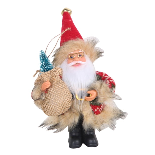 Decoración del árbol de Navidad Adornos navideños Linda figura en miniatura de Papá Noel sombrero rojo