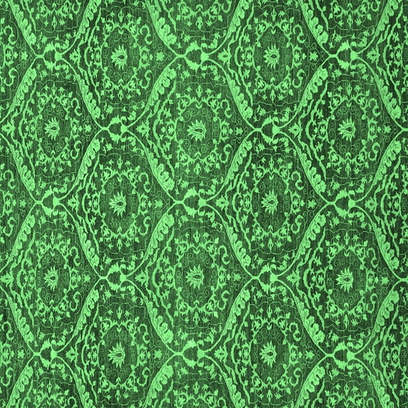 Ahgly Company Indoor Square Abstract Emerald Green Modern Area Rugs, 8' Square