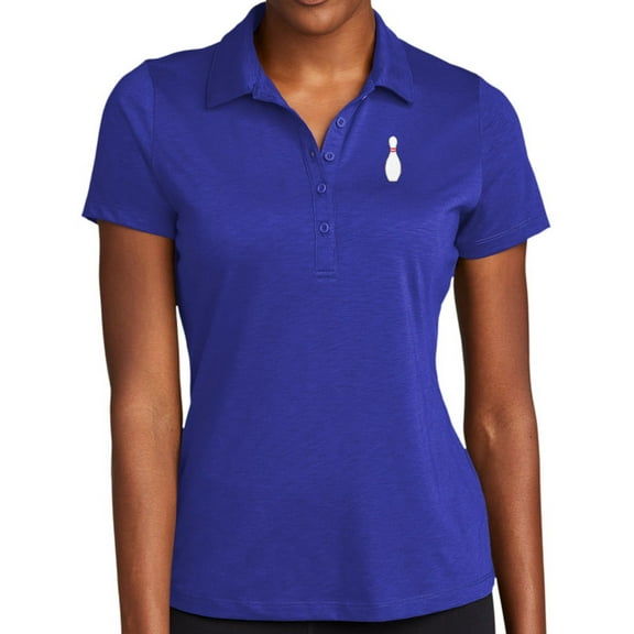 Women's Single Bowling Pin Moisture-Wicking Performance Polo Shirt, Extra Small True Royal
