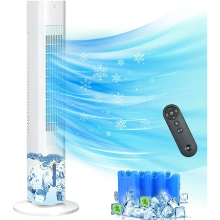 

35’’ Evaporative Cooler Tower Fan 3-IN-1 Portable Air Conditioner Remote Control 120 Degree Oscillation 3 Speeds Normal/Sleep/Cool Modes 7 Hour Timer & 4 Ice Packs for Home Office School Outdoor