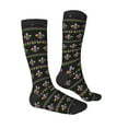 thumbnail image 3 of Fotbe Mardi Gras Fleur de Lis print Women's Men's Novelty Crew Socks Cotton Socks Knee High Socks for Walking,Running,Nurses,Pregnancy, 3 of 9
