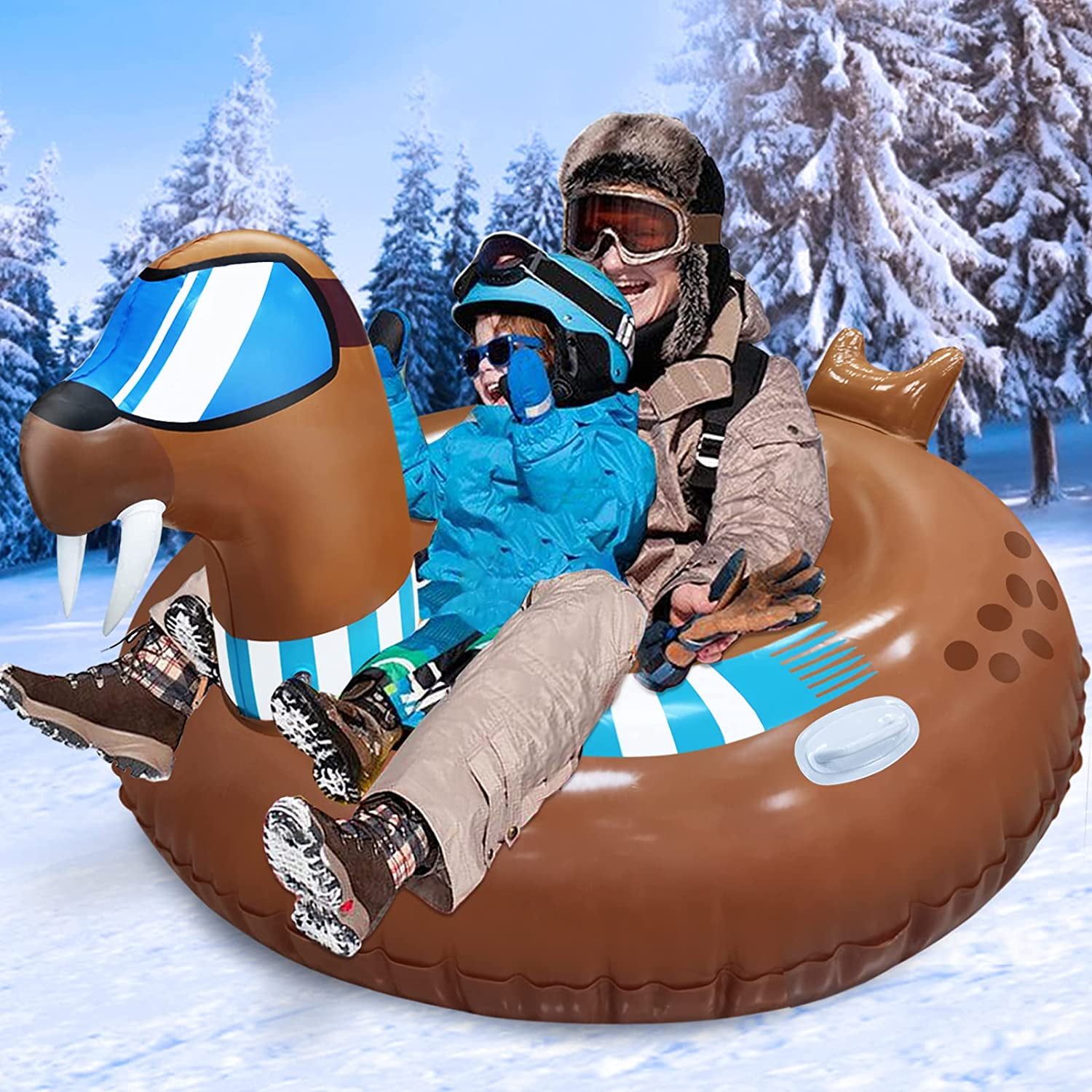 Inflatable 47 Inch Heavy Duty Snow Sleds for Kids and Adults Sled Tire Tube with Handles Outdoor Winter Snow Sledding Equipment FRSH MNT Snow Tube for Winter Fun 