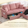 thumbnail image 3 of L-Shaped Sectional Sofa,Corduroy Convertible 3-Seat Sofa Couch with Pull-Out Storage,Ottoman for Living Room,Apartment,Pink, 3 of 7