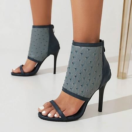 

Qepwscx Women s Shoes Back Zip Sandals Super High Heel Peep Toe Retro Casual Stilettos