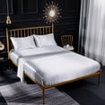 thumbnail image 3 of WONESION Satin Sheet Set 4 Piece Hotel Soft Sikly Deep Pocket Bed Sheets,Queen,White, 3 of 5