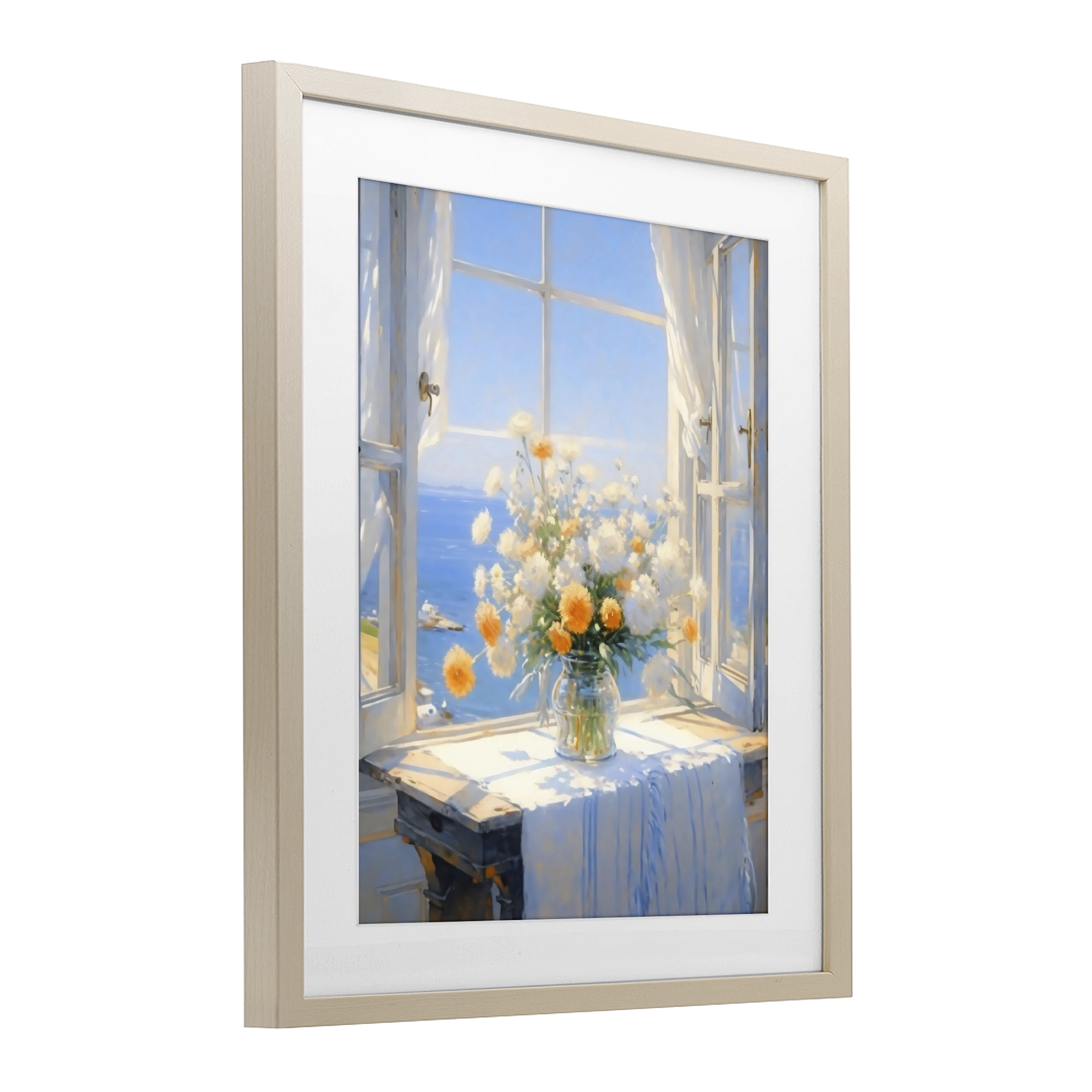 Stupell Industries Floral Window View of Sea Birch Framed Print Under Glass, design by Creative Studio