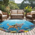 thumbnail image 5 of Ocean Diving Cat Round Area Rugs Collection 5', Coastal Coral Fish Marine Life Non Slip Indoor Circular Throw Runner Rug Floor Mat Carpet for Living Room Dining Table Bedroom Nursery, 5 of 9