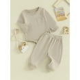 thumbnail image 3 of Cenuakty Infant Baby Fall Jumpsuit Outfits Solid Color Long Sleeve Pocket Romper + Long Pants Toddler Clothes, 3 of 9