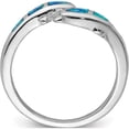 thumbnail image 3 of Sterling Silver Rhodium Created Blue Opal Dolphins Ring (Size 8) Made In China qr6030-8, 3 of 6