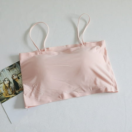 

Womens Spaghetti Strap Seamed Light Lift Spaghetti Strap Bra Shapewear Crop Top Longline Sports Bras for Women