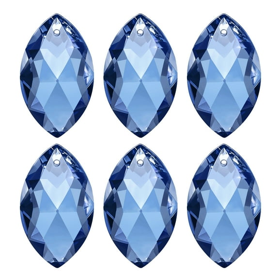 Uxcell K9 Crystal Pendants Oval Beads, 6 Pack 38mm Chandelier Prisms Parts Hanging Beads DIY Lamp for Arts Crafts Decoration, Blue
