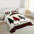 thumbnail image 3 of Feelyou Cartoon Xmas Tree Full Size Comforter Sets for Kid, Merry Christmas Bedding Comforter Set, Black Red Buffalo Reversible Bedding Sets, Breathable Home Decor, 3 Pieces, 3 of 8