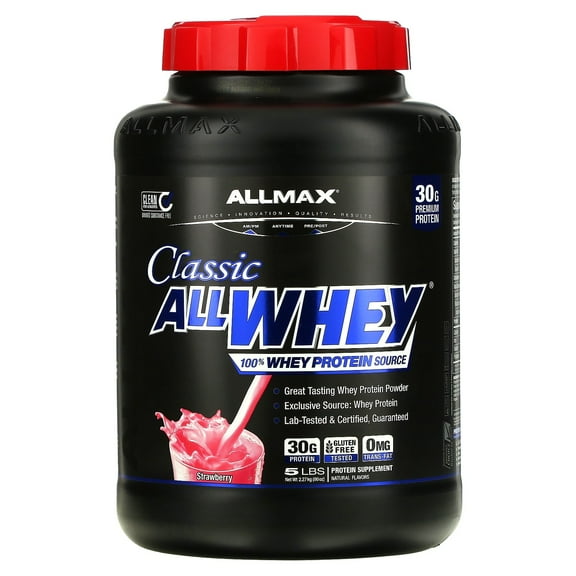 ALLMAX CLASSIC ALLWHEY®, 100% Whey Protein Source, Strawberry, 5 lbs (2.27 kg)
