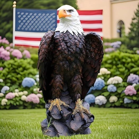 Sfirey 24.4" Large Standing Bald Eagle Garden Statue, Hand-Painted Patriotic Decor