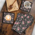 thumbnail image 5 of Pioneer Flower Floral Print Pattern 2-Pack Oven Mitts Set, Heat Resistant Kitchen Gloves, 7.7" X 12", 5 of 6