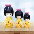 thumbnail image 3 of 3 piezas de madera japonesa muñeca hecha a muñeca figura coleccionable regalo muñecas muñeca estatuil para decoración de mesa adornos navideños Amarillo Yotijar muñecas japonesas, 3 of 8