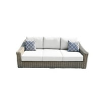 Tulum Two-Tone Dark Beige Aluminum Frame Sofa in White Cushion