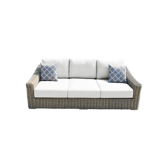 Tulum Two-Tone Dark Beige Aluminum Frame Sofa in White Cushion