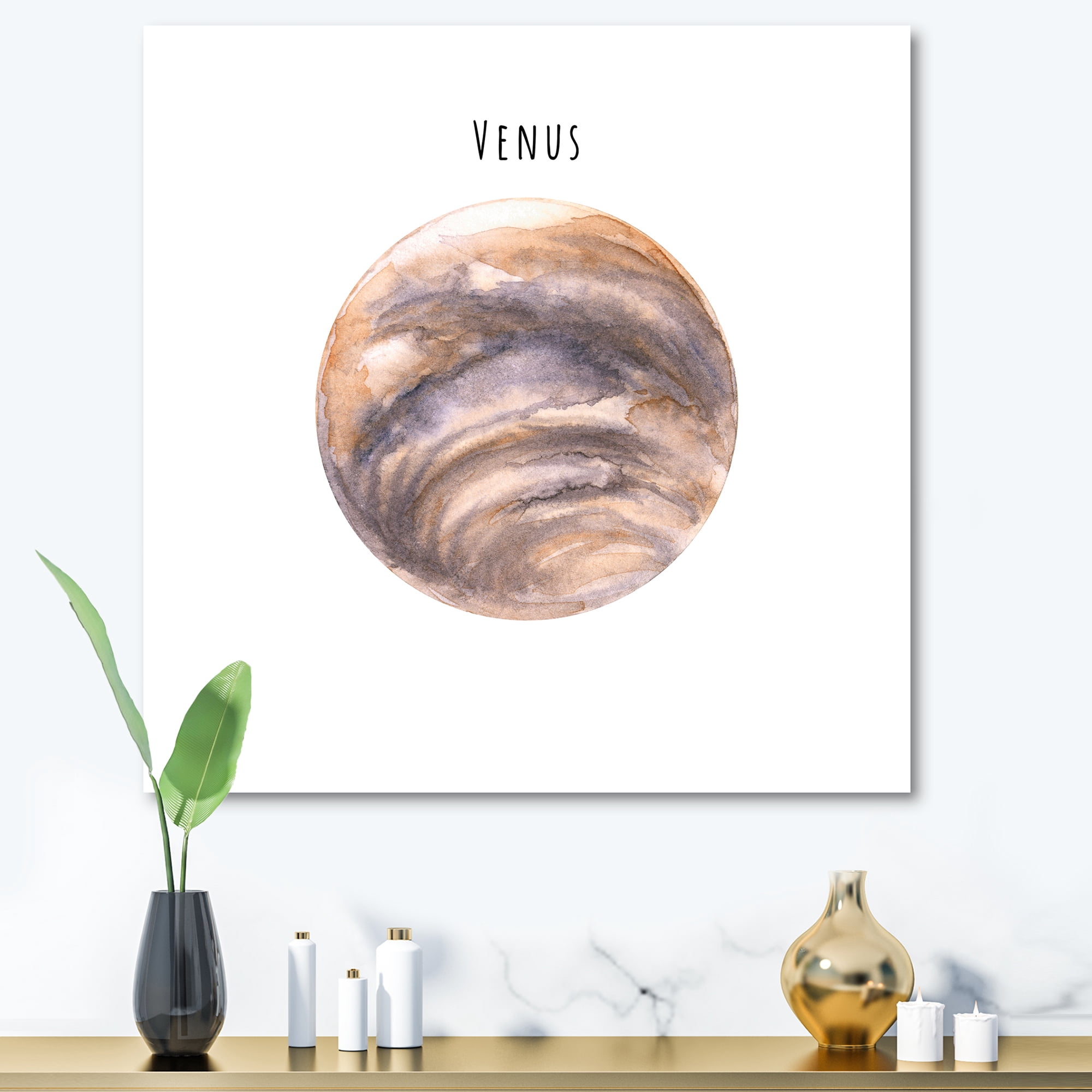 Abstract Planet Venus 30 in x 30 in Painting Canvas Art Print, by Designart