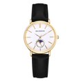 thumbnail image 1 of Reloj de cuarzo para parejas con esfera blanca y elegante diseño de cristal dorado Glamour, 1 of 2