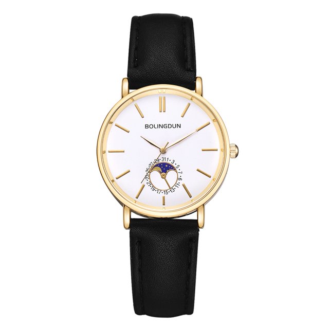Reloj de cuarzo para parejas con esfera blanca y elegante diseño de cristal dorado Glamour