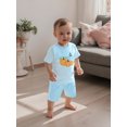 thumbnail image 4 of RUINIXCW Kids Toddler Baby Boy Halloween Outfit Little Baby Boy Summer Fall Clothes Pumpkin Embroidery Striped Short Sleeves T-Shirt and Shorts Set, 4 of 9