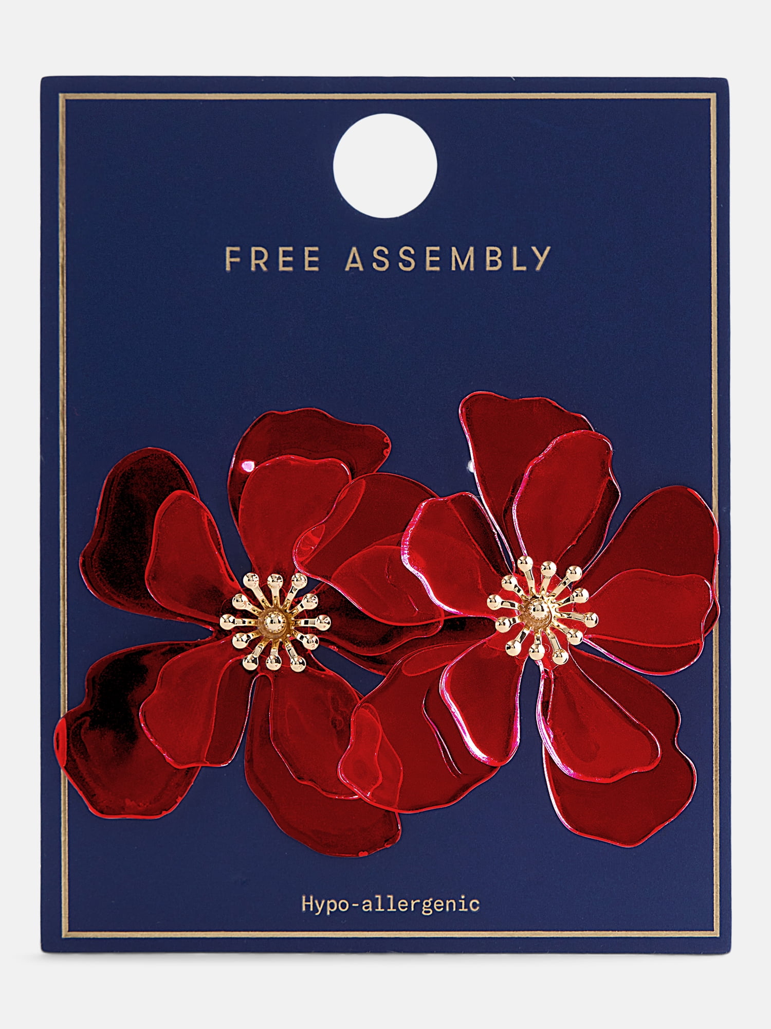 Free Assembly Women's Sculpted Flower Stud Earrings, Pink