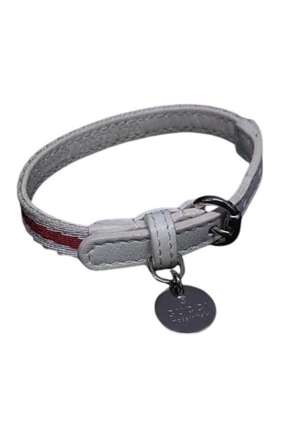 Pre-Owned GUCCI Charity Bracelet "LOVES YOU" 282572 in White and Red Leather Canvas for Men...