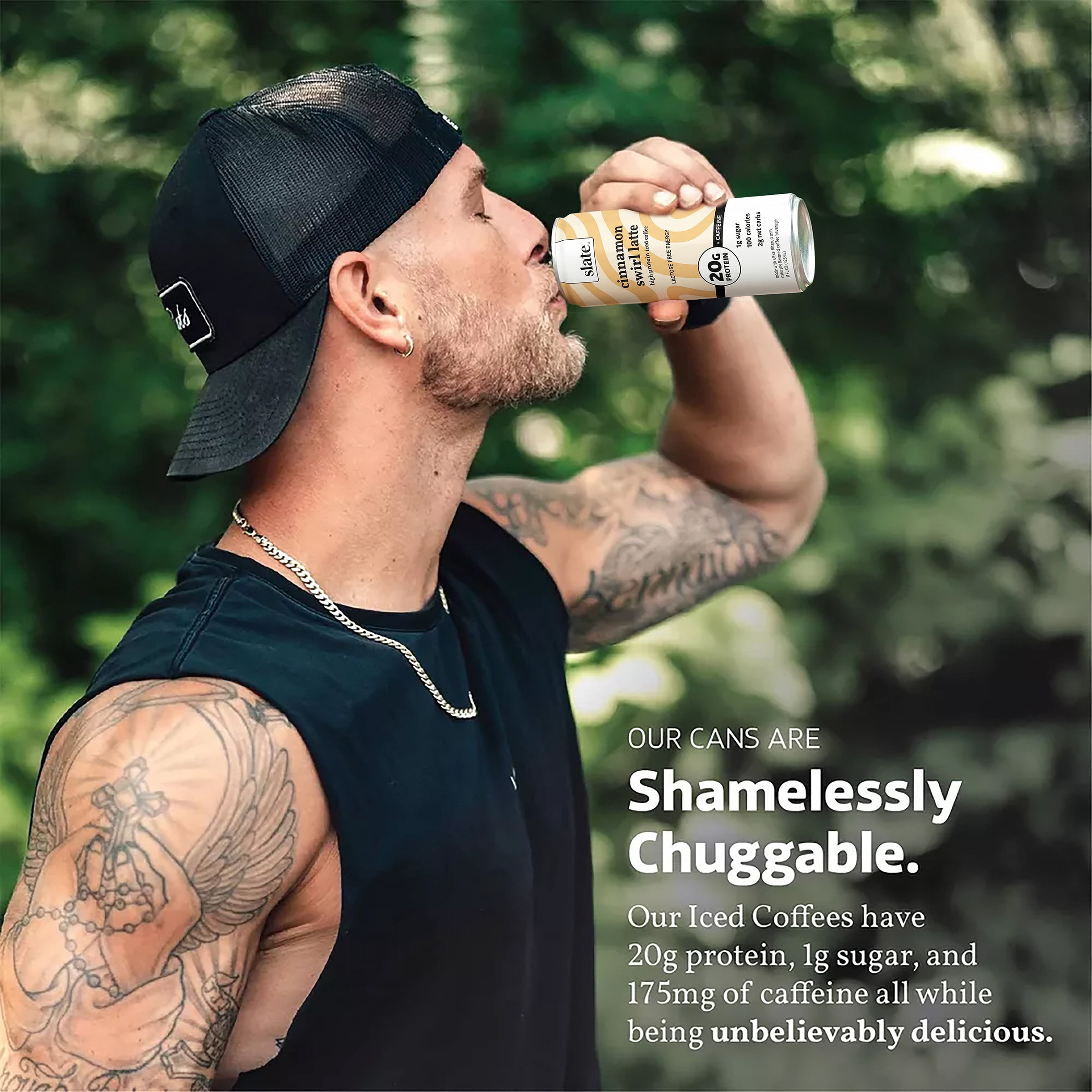 Slate Milk Cinnamon Swirl Latte, High Protein Iced Coffee, 20g Protein, 11 fl oz Can, Ready to Drink