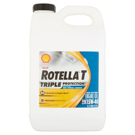 Shell Rotella T Triple Protection Heavy Duty Diesel Engine SAE 15W-40 Oil, 2.5 gal