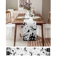 thumbnail image 6 of Table Runners 108 Inches Long Dress Scarves, Halloween Castle Farmhouse Coffee/Dining/Kitchen Table Runner for Living Room, Cartoon Moon Ghost Bat Black White 13x108 Inch, 6 of 7
