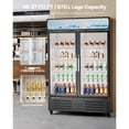 thumbnail image 2 of KFFKFF Business-Grade Beverage Chiller, 36.27 CU.FT Vertical Drink Cooler, Dual Transparent Door Fridge with 8 Modifiable Racks, Subtle LED Illumination, Personalizable Lightbox, Mobile Wheels, Black, 2 of 9