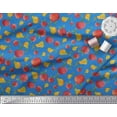 thumbnail image 2 of Soimoi Blue Silk Fabric Mix Fruit Print Fabric by Yard 44 Inch Wide, 2 of 3