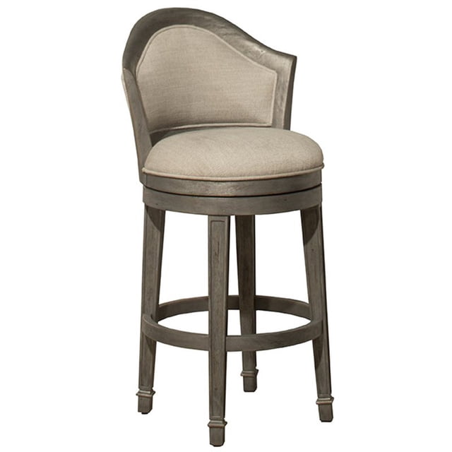 Hillsdale Monae 30" Upholstered Swivel Bar Stool in Distressed Gray