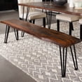 thumbnail image 2 of Neve Live Edge Wood Dining Bench Hairpin Legs Grey Sheesham, 2 of 6
