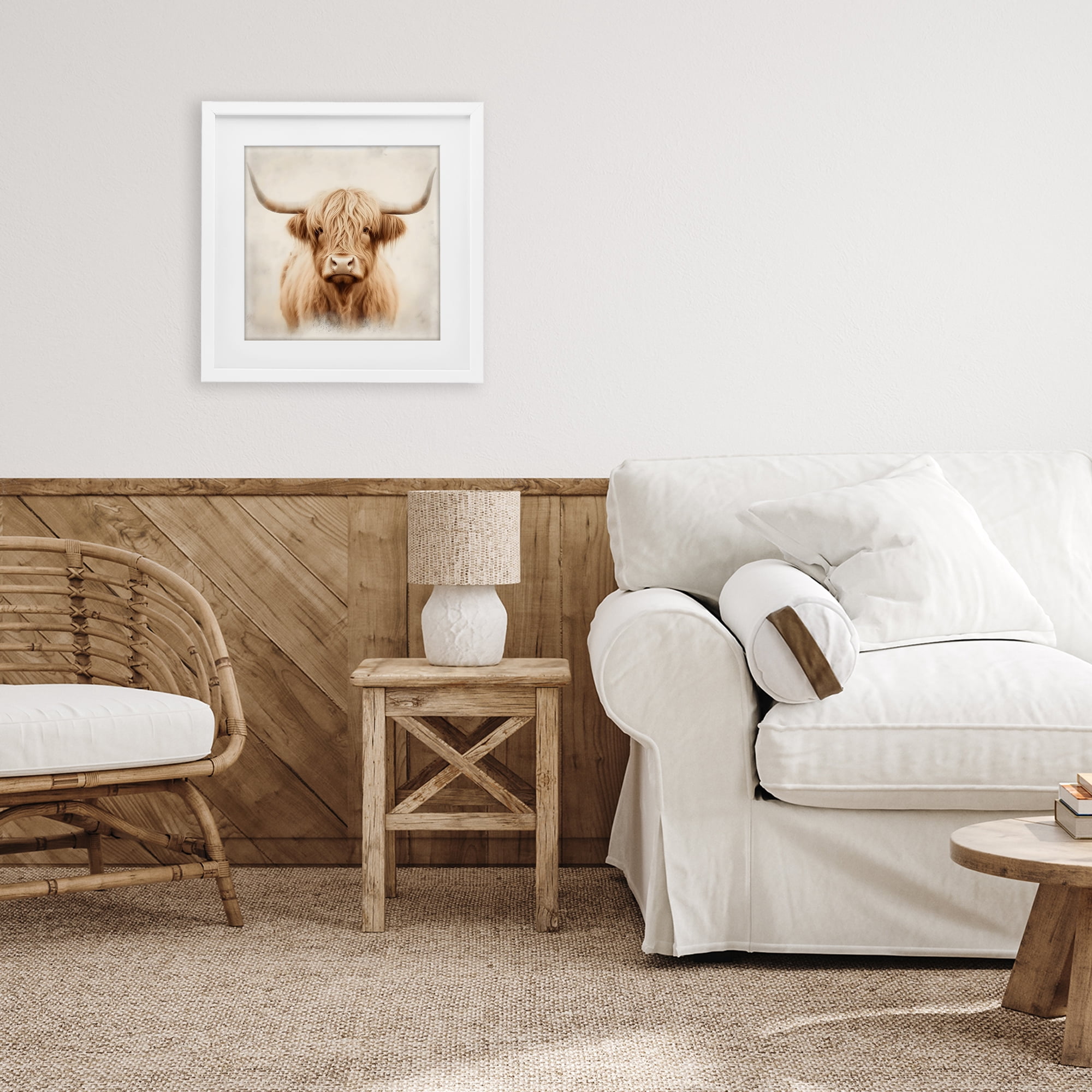 Stupell Industries Dreamy Fluffy Highland Portrait White Framed Print Under Glass, design by Creative Studio