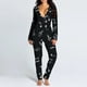 thumbnail image 2 of Pijama con estampado de nota Musical para mujer, mono Bodycon con abotonado, ropa de dormir abotonada con solapa en el trasero, combinación para mujer, 2 of 4
