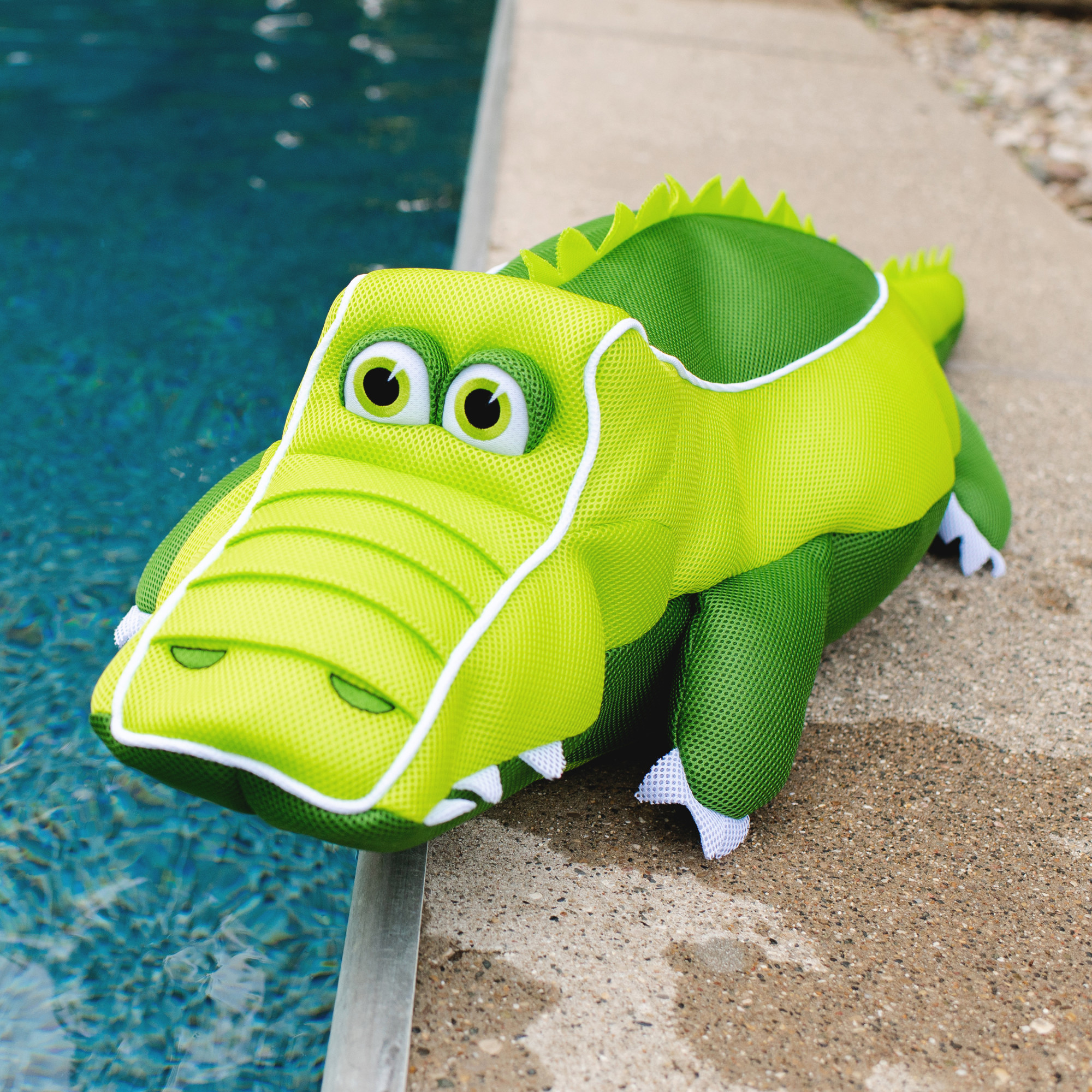 Big Joe Pool Petz Large Alligator No Inflation Needed Animal Floating Pool Toy, Alligator Shape Mesh, Quick Draining Fabric, 4.5 feet