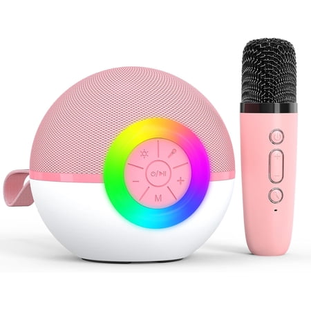 Karaoke Microphone Machine Toys for Kids Adults Mini Portable Bluetooth Speaker with 2 Wireless Mics Christmas Birthday Gifts for Boys Girls Ages 3 4 5 6 7 8 9 10 11 12+Year Old