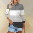 thumbnail image 4 of Lmnyox Striped Golf Shirt for Women 3/4 Length Sleeve Collared Button Tops Summer Dressy Casual T Shirts, 4 of 5