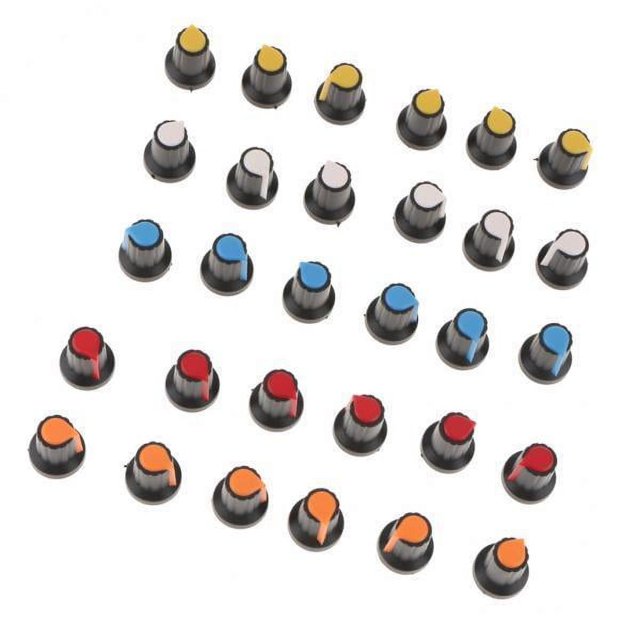 2x 30 Piezas de Plástico de 5 Colores para Interruptor Giratorio de Potenciómetro de 6 Mm