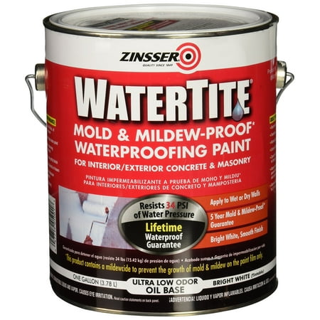1 gal Zinsser 5001 White WaterTite Mold & Mildew-Proof Waterproofing Paint, Oil-Based