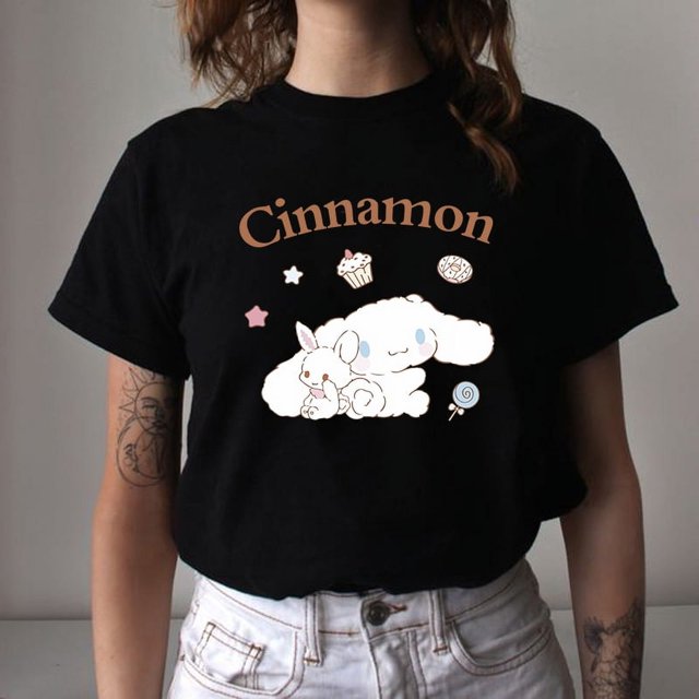 Camiseta de Cinnamoroll Y2k para mujer, ropa Sanrio, camisetas de manga corta, ropa para mujer y Niña