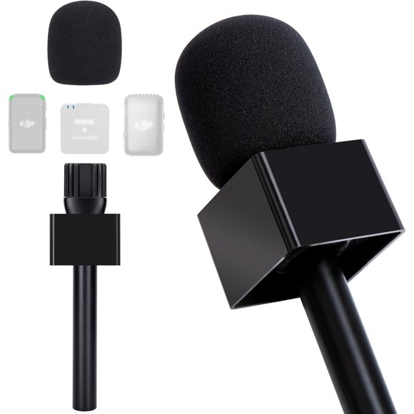 shiyou-Interview Microphone Handle, Interview GO Handheld Adapter for RODE Wireless GO 2, DJI Mic 2 and Other Rode/DJI Mic, Wireless Mic Stand with Mic Flag Station for Vlogging, Interview, Podcast