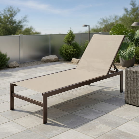 Resenkos 6-Position Adjustable Aluminum Chaise Lounge Chair – Rustproof, Lightweight, Flat-Lay Design for Patio, Poolside & Backyard (Brown)