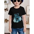 thumbnail image 1 of Camiseta de manga corta para niñas, primavera, verano y otoño, de algodón, sencilla, cómoda y transpirable | Camiseta de manga corta de algodón con estampado de oso grafiti | Ropa infantil de manga, 1 of 7